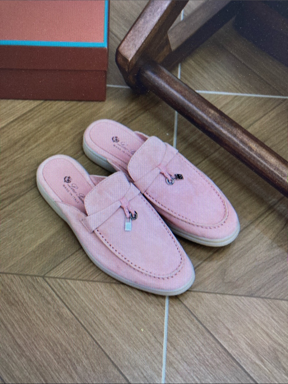 Loro Piana Blush Pink Suede Slip-On Loafer Mules - Picture 2 of 6